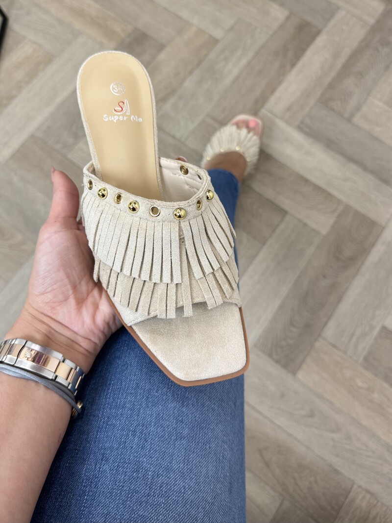 Heels Franje Suede 826 Beige