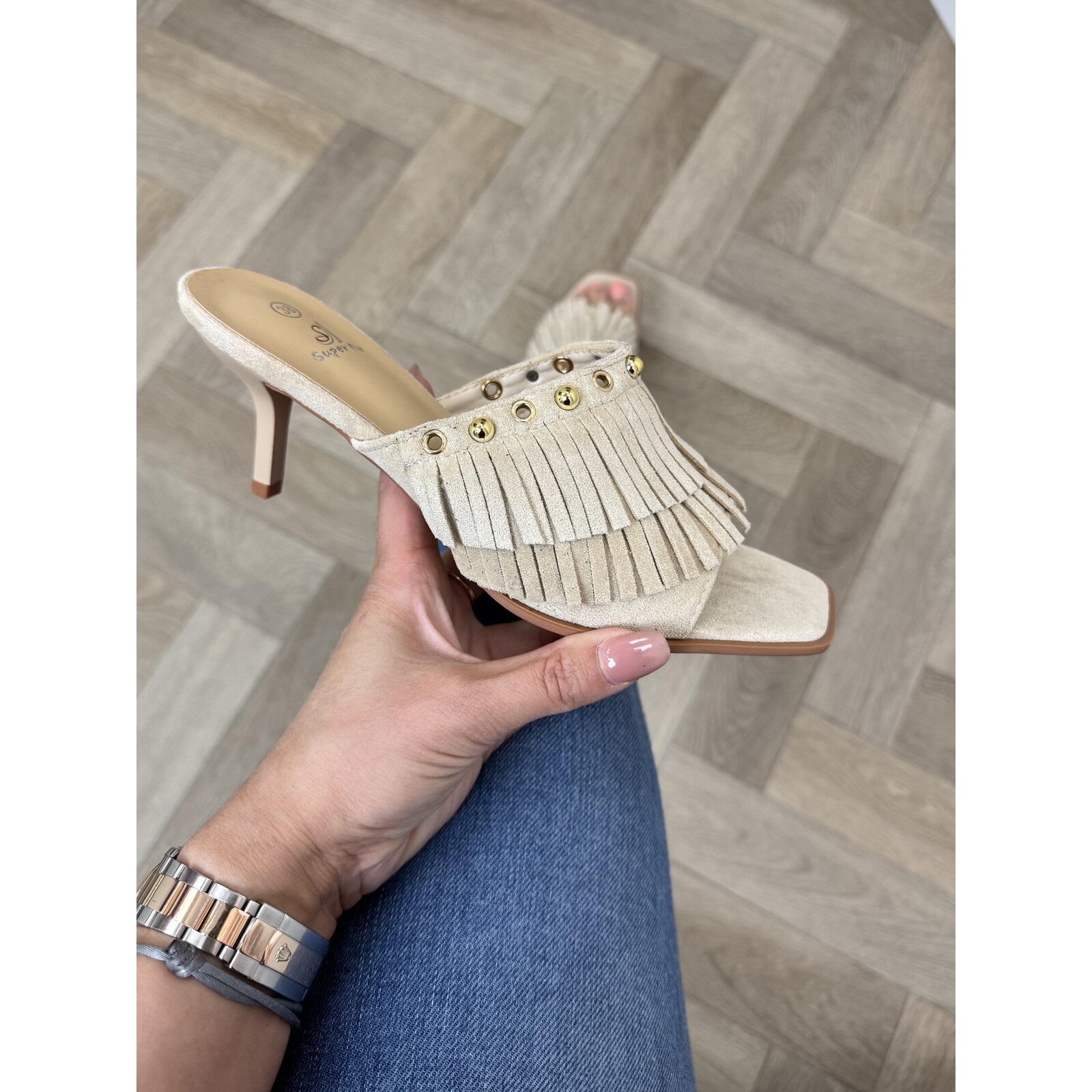 Heels Franje Suede 826 Beige
