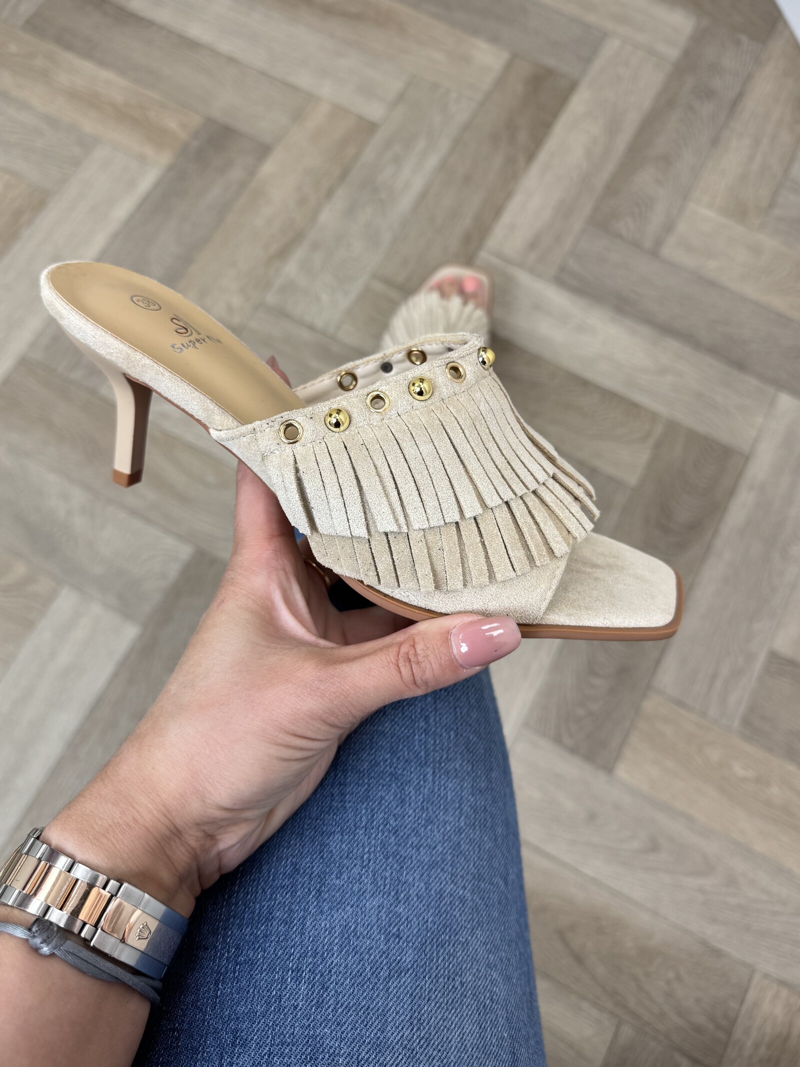 Heels Franje Suede 826 Beige