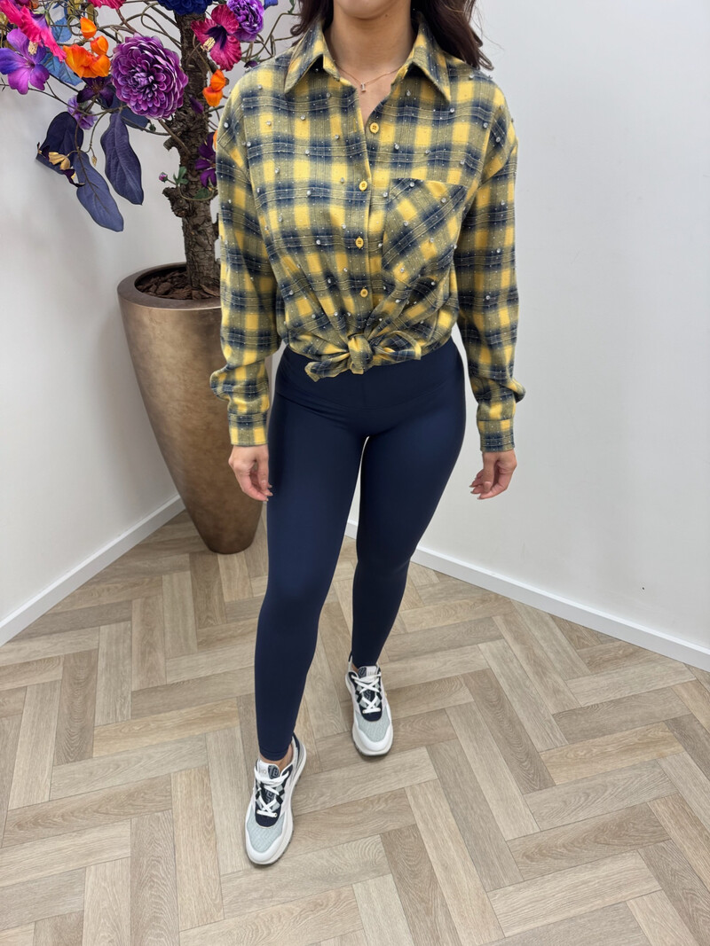 Ruit blouse Diamonds Yellow Navy EN126