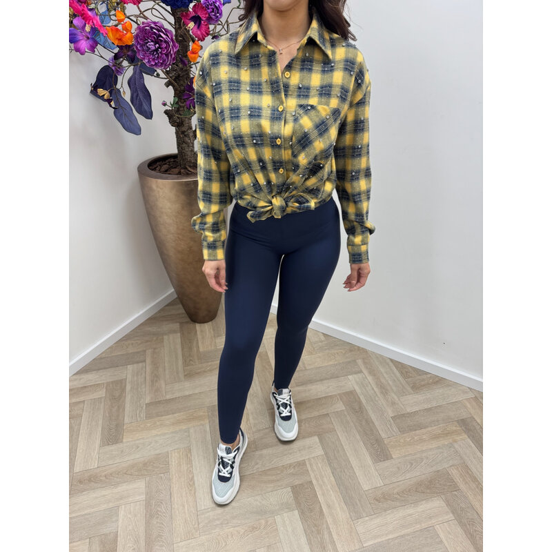 Ruit blouse Diamonds Yellow Navy EN126