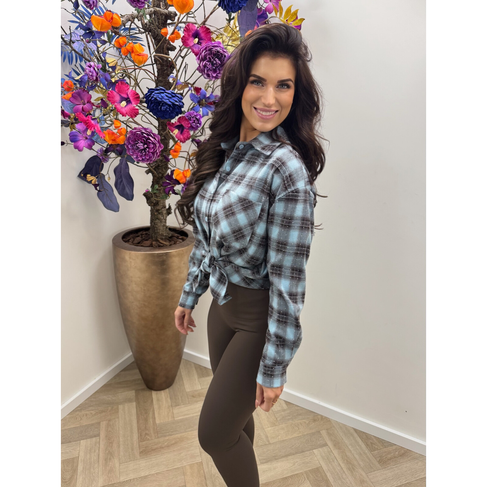 Ruit blouse Diamonds Blue EN125