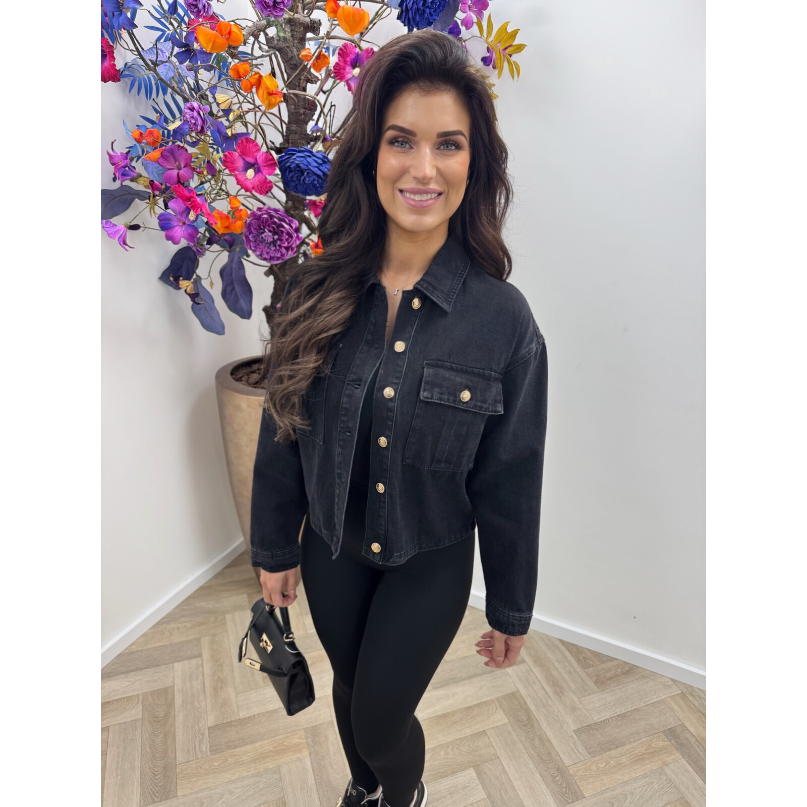 Denim jacket Black button HM3001-1