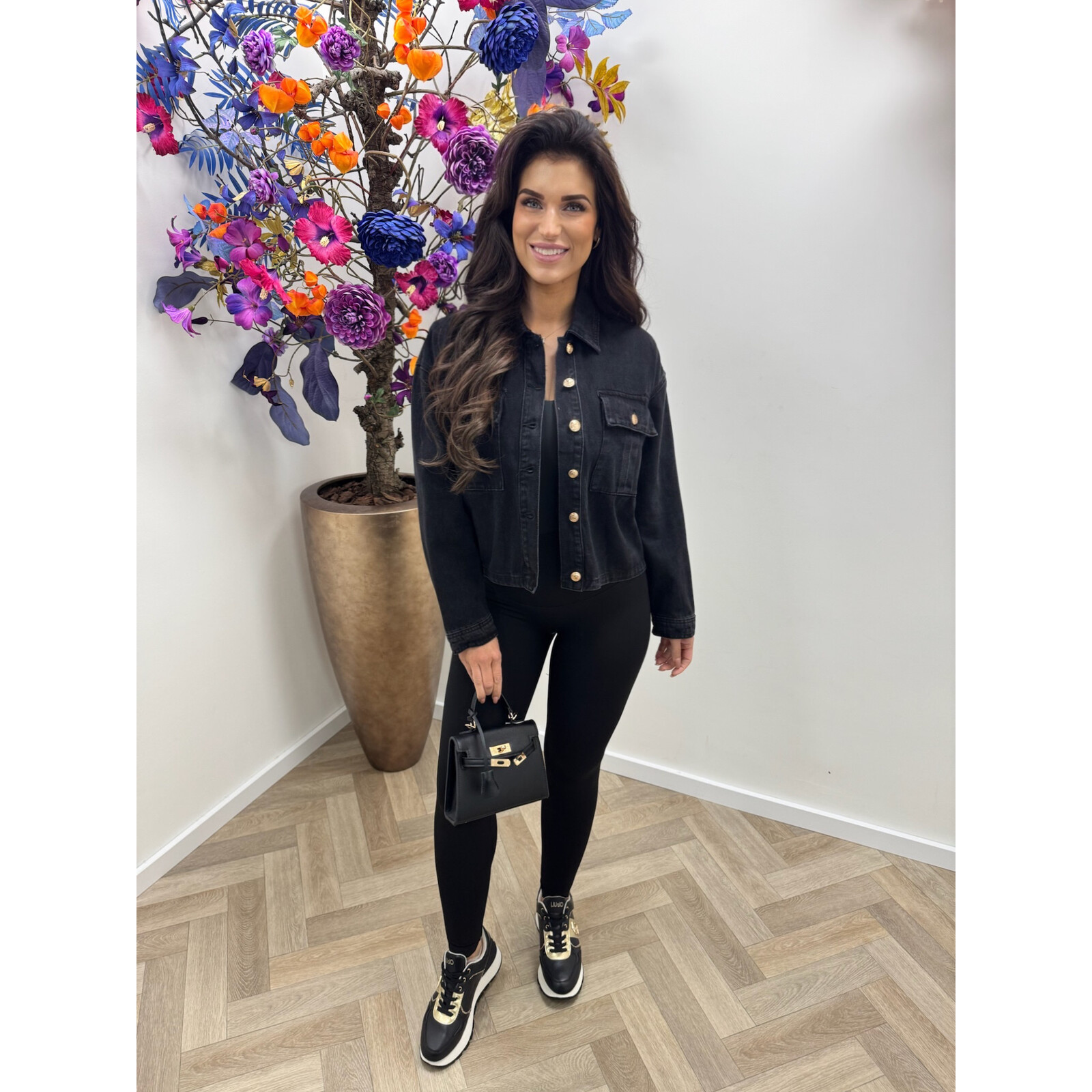 Denim jacket Black button HM3001-1