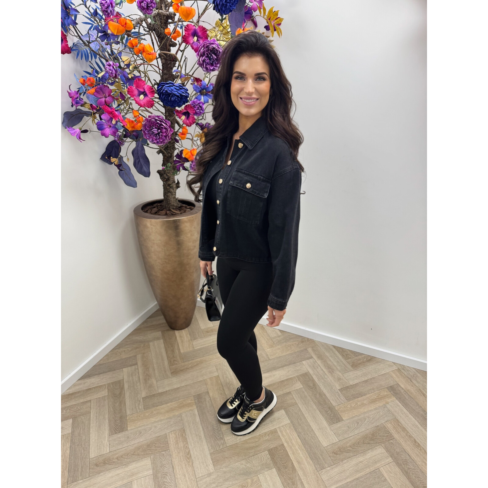 Denim jacket Black button HM3001-1