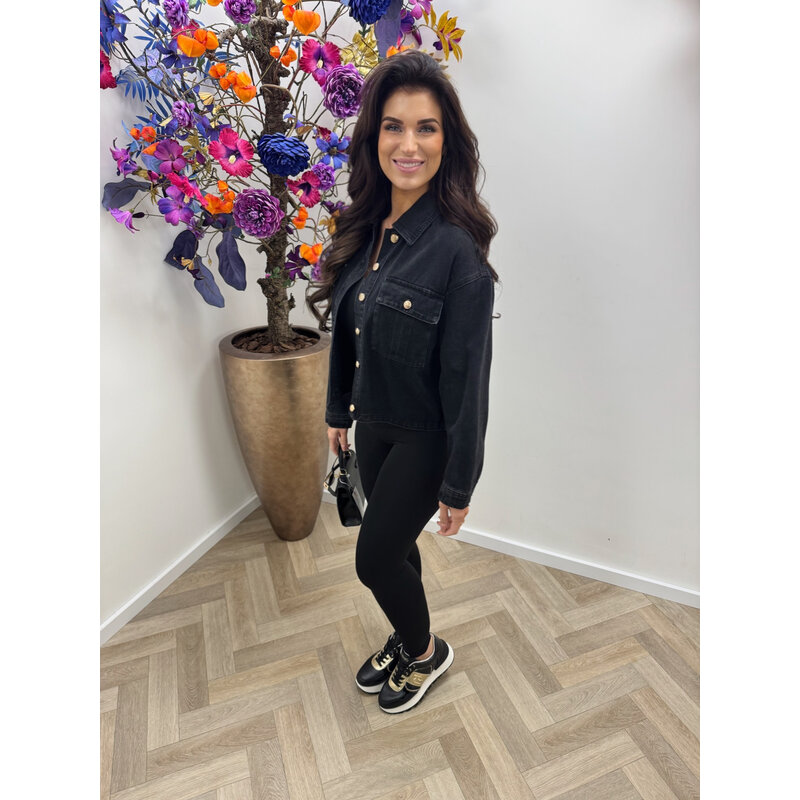 Denim jacket Black button HM3001-1