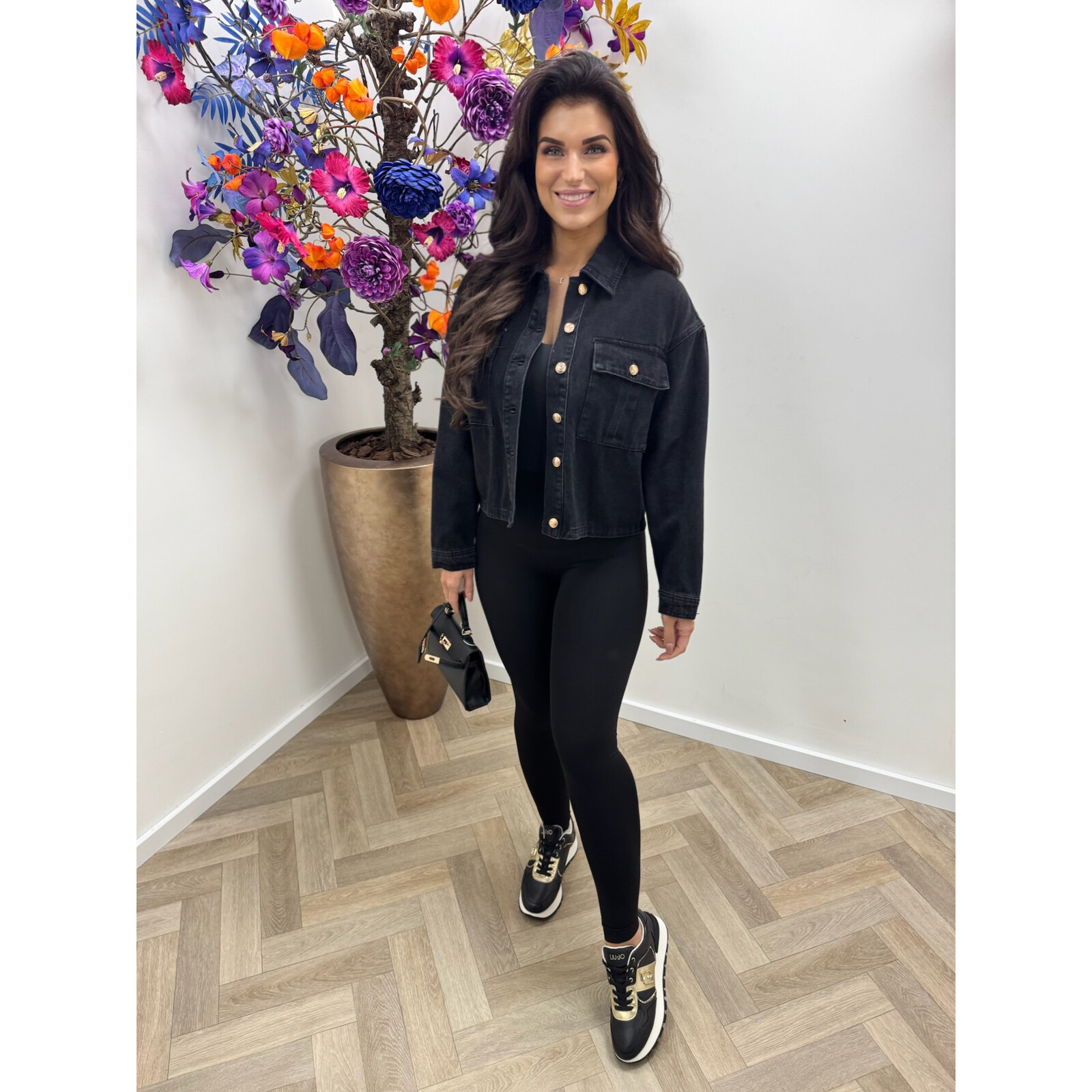 Denim jacket Black button HM3001-1