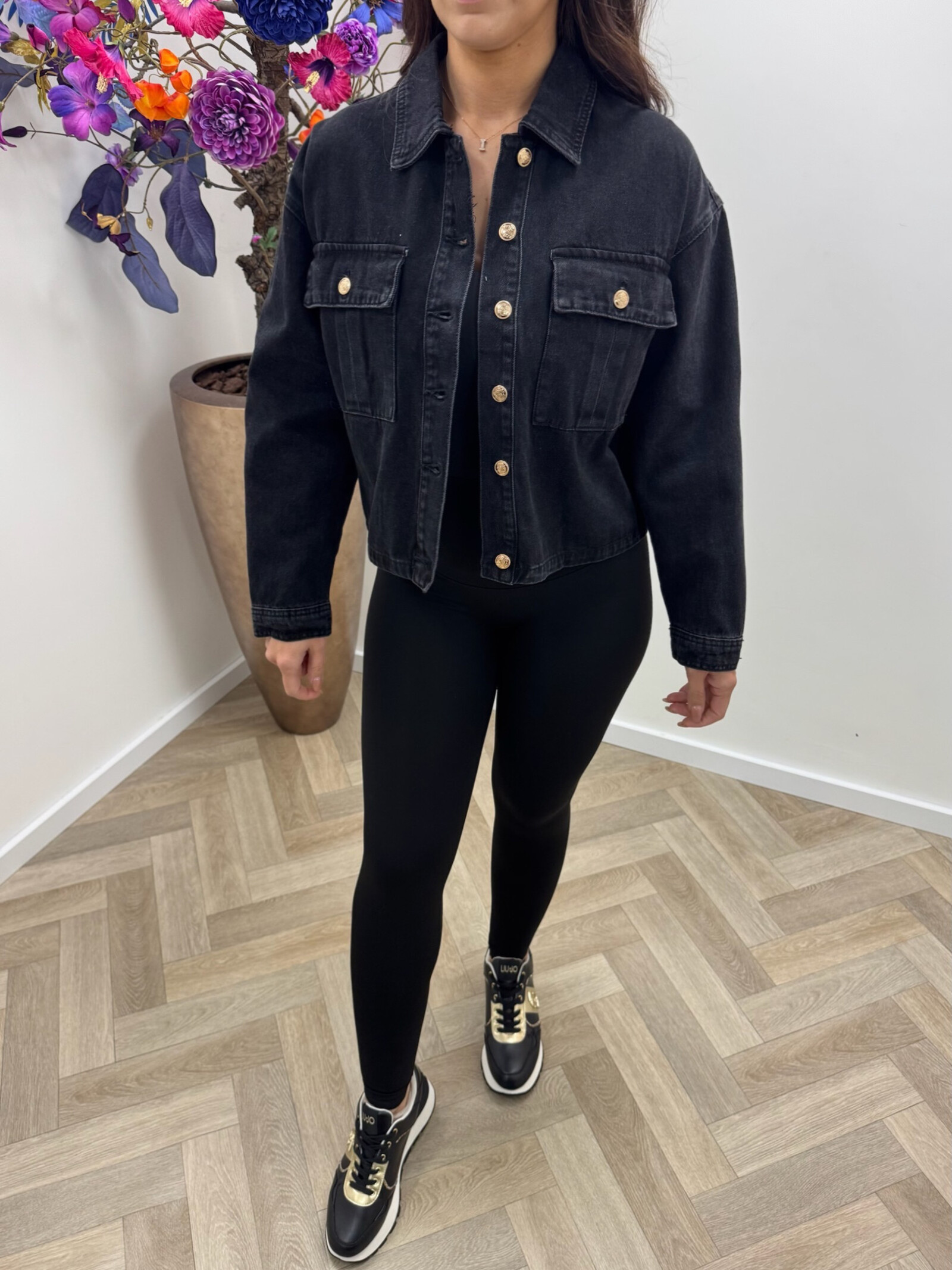 Denim jacket Black button HM3001-1