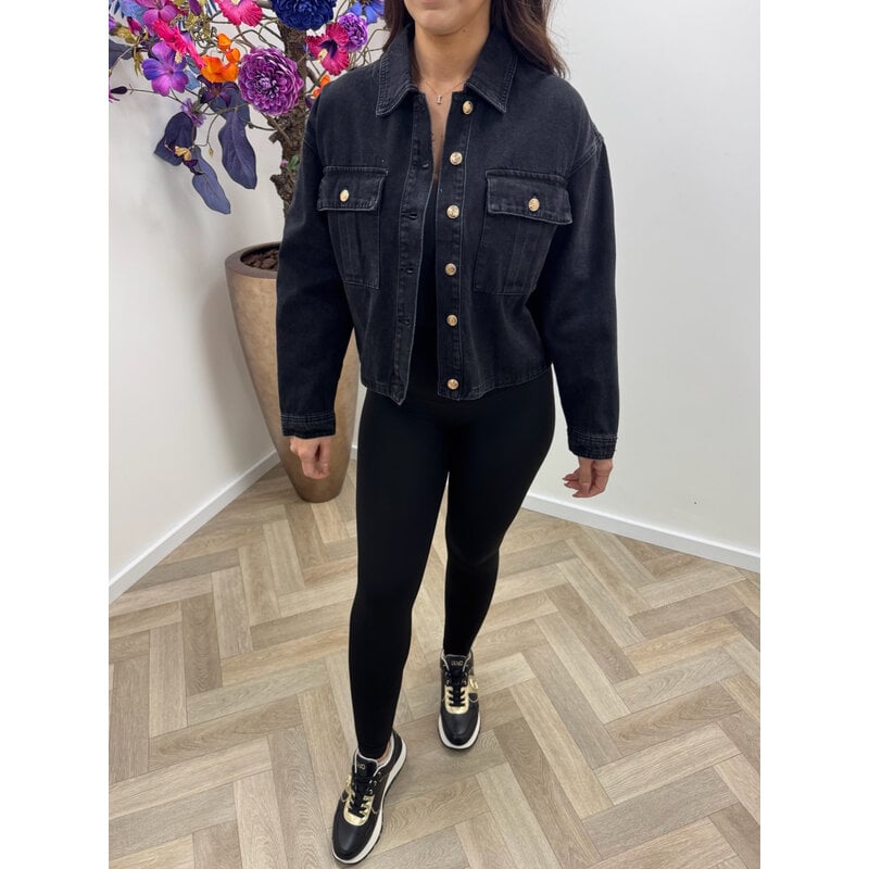 Denim jacket Black button HM3001-1