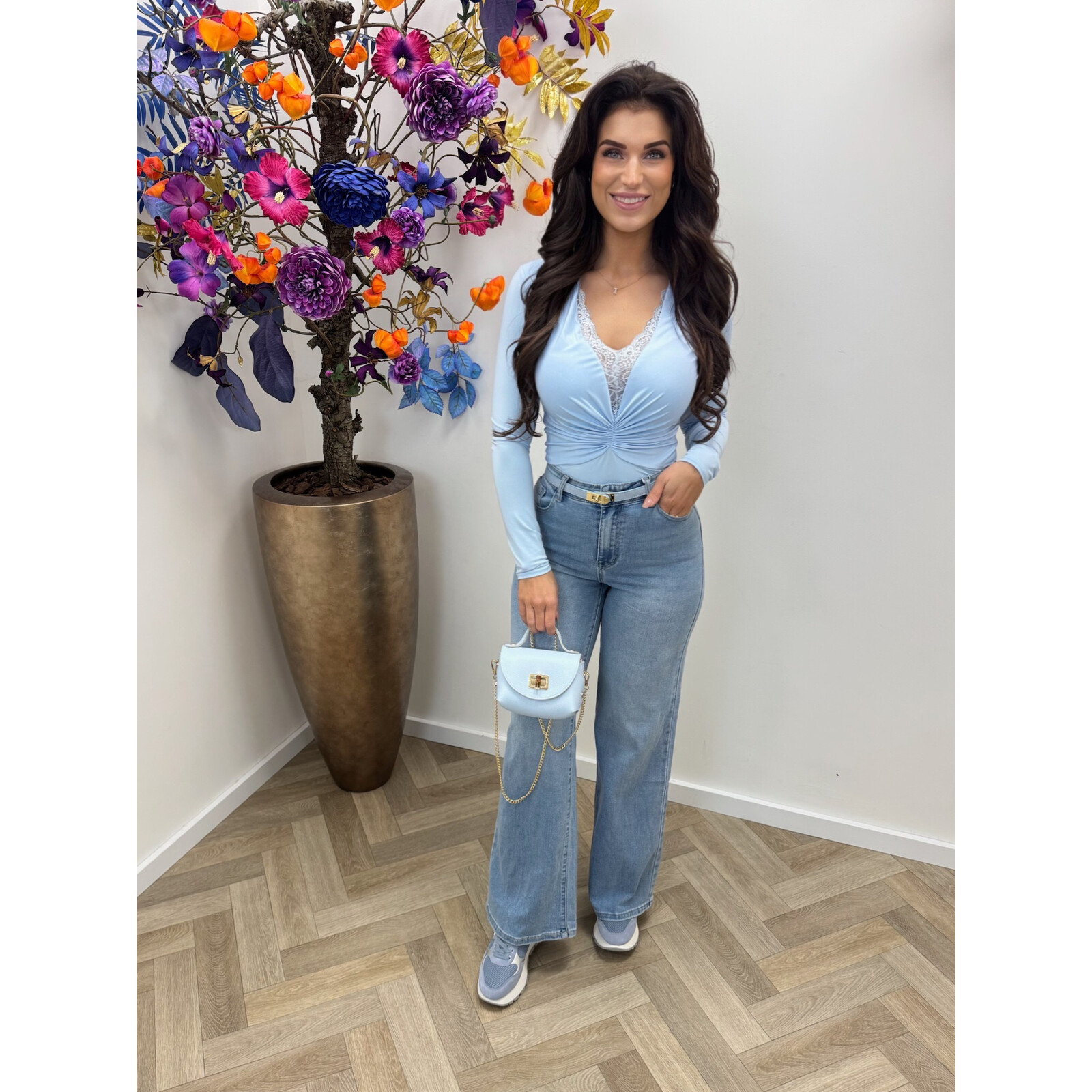 Travel Body Lace V hals HS10001 Light Blue