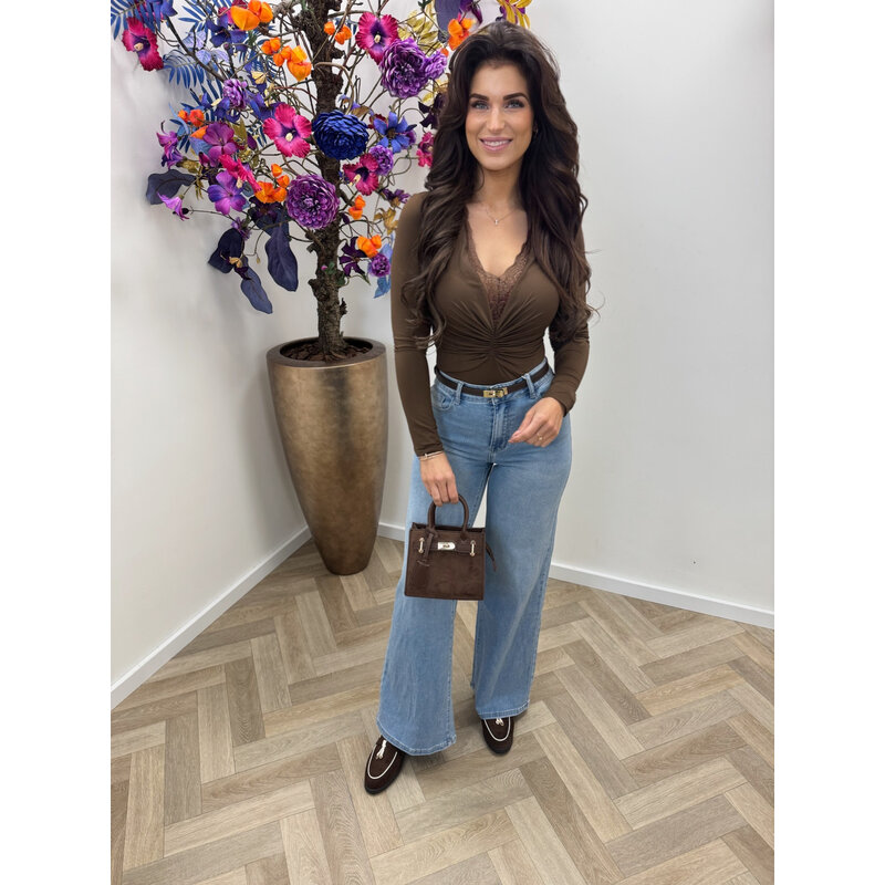 Travel Body Lace V hals HS10001 Choco