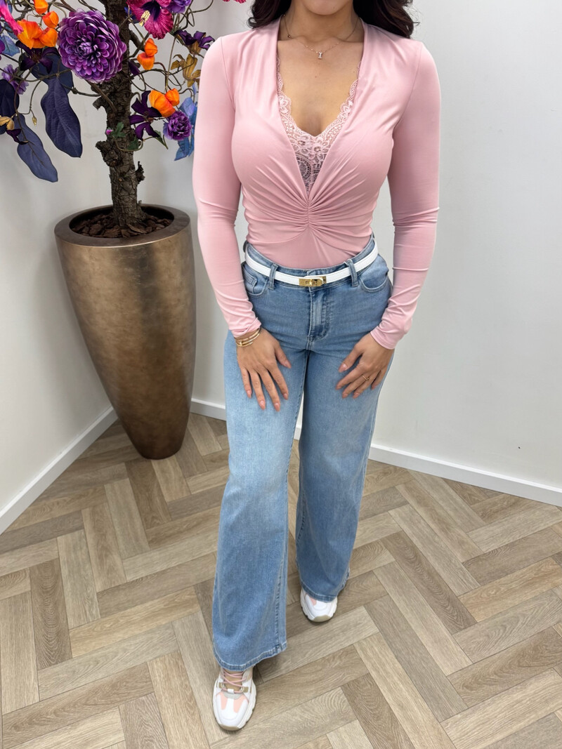 Travel Body Lace V hals HS10001 Pink
