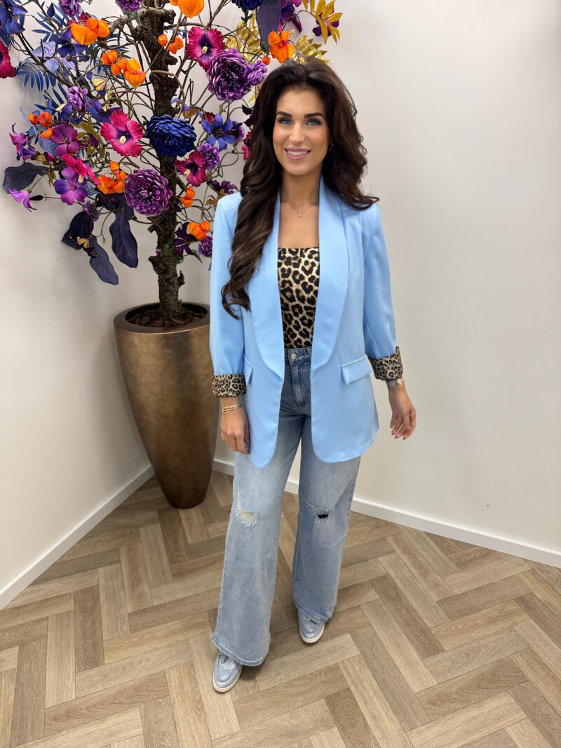 Oversized Blazer Leopard Light Blue