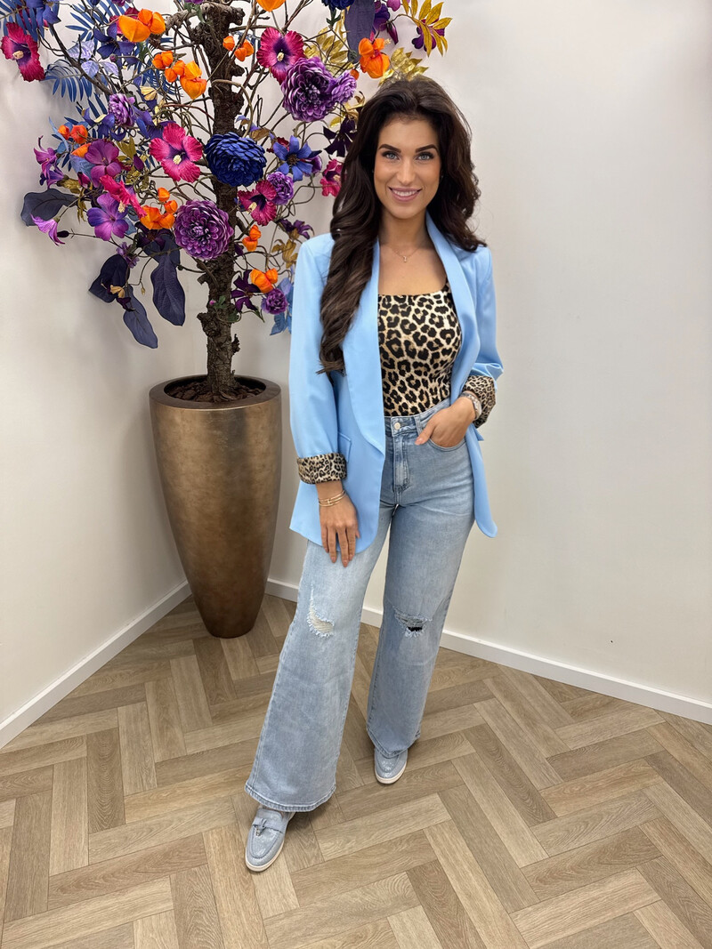 Oversized Blazer Leopard Light Blue