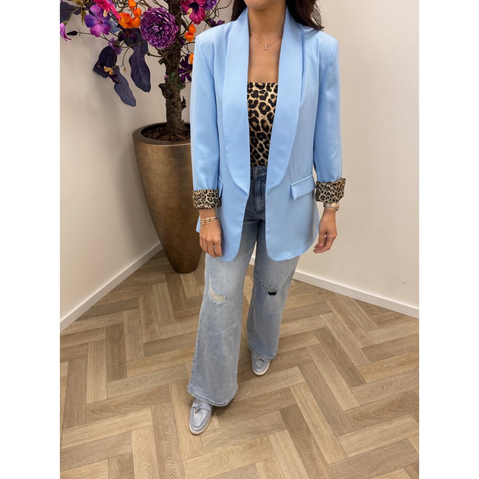 Oversized Blazer Leopard Light Blue