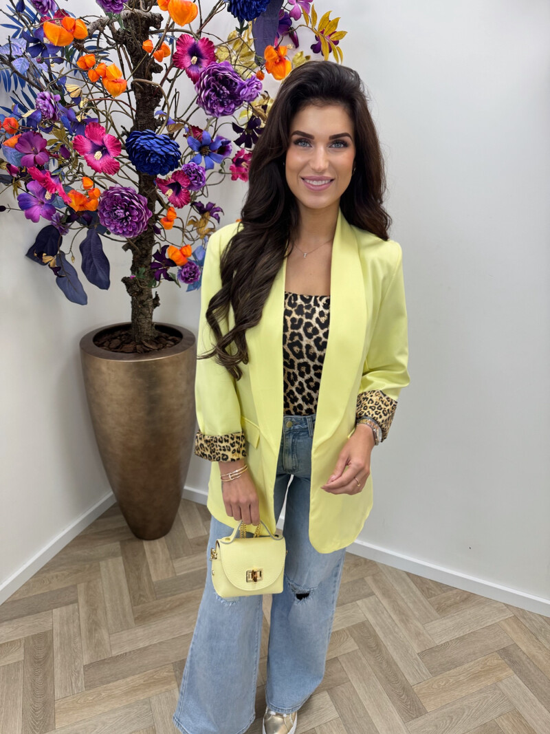 Oversized Blazer Leopard Yellow