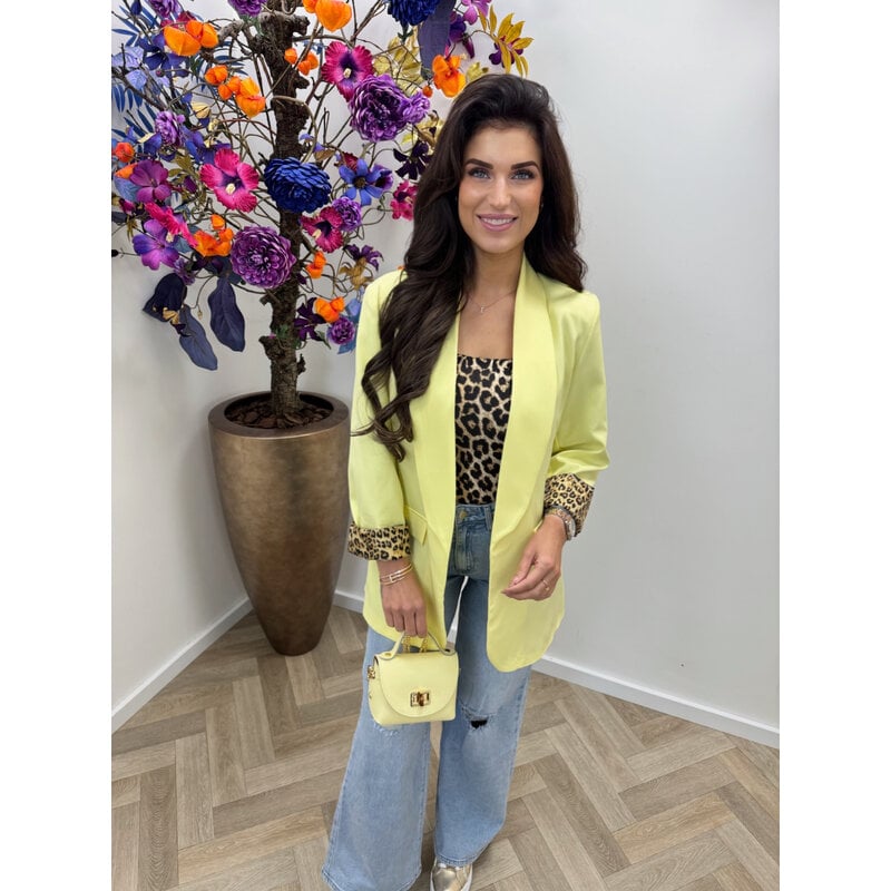Oversized Blazer Leopard Yellow