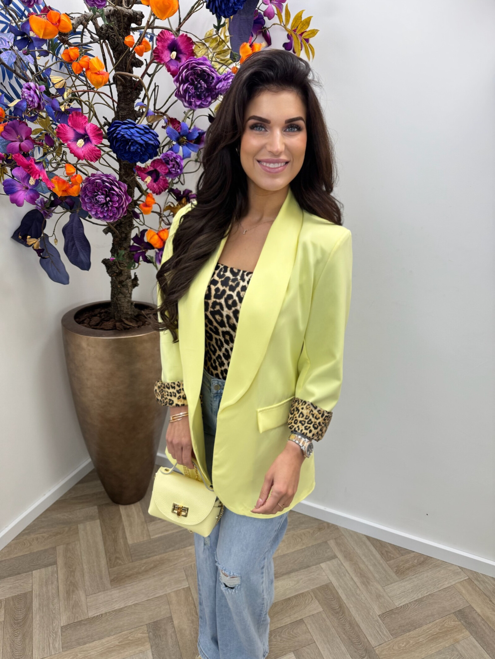 Oversized Blazer Leopard Yellow