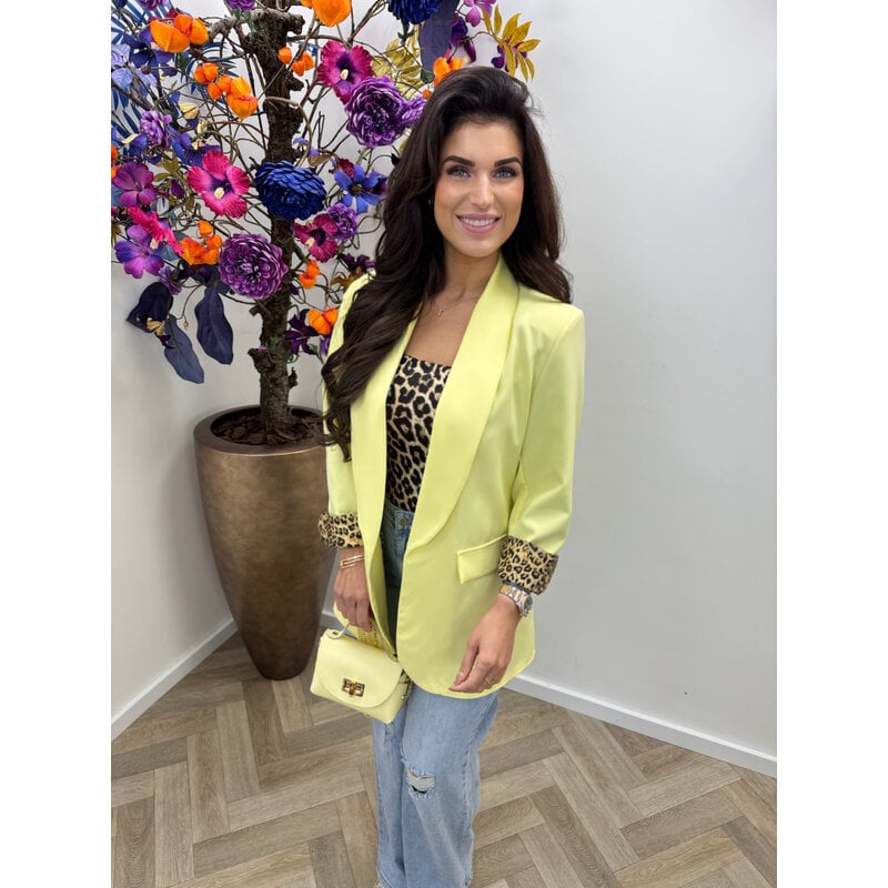 Oversized Blazer Leopard Yellow