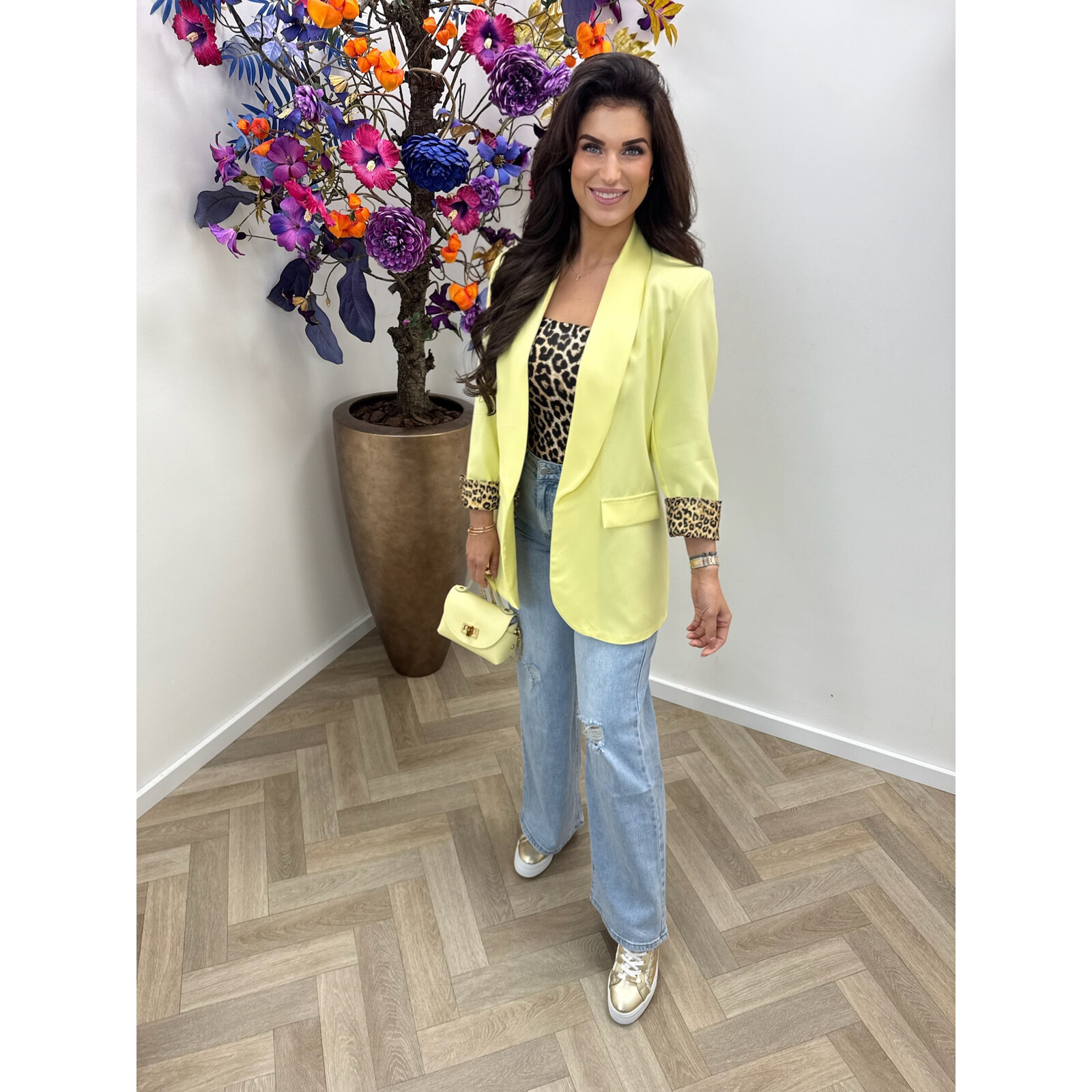 Oversized Blazer Leopard Yellow