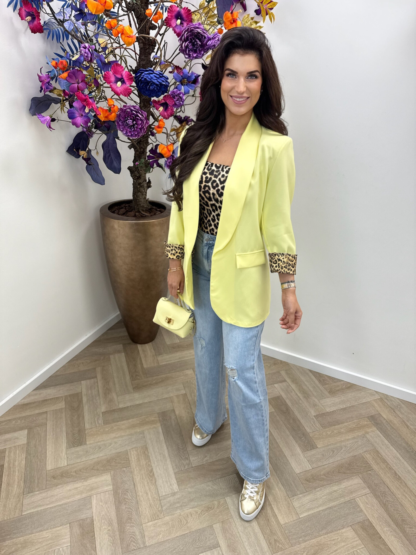 Oversized Blazer Leopard Yellow