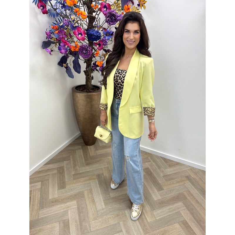 Oversized Blazer Leopard Yellow