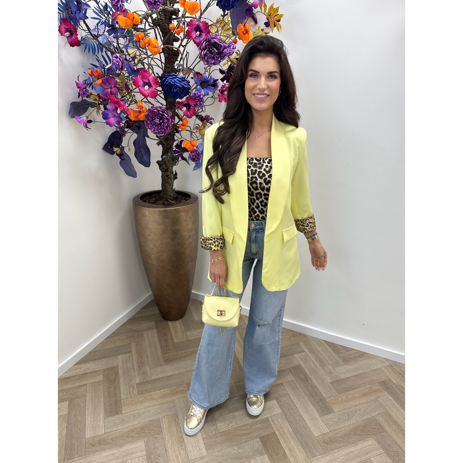 Oversized Blazer Leopard Yellow