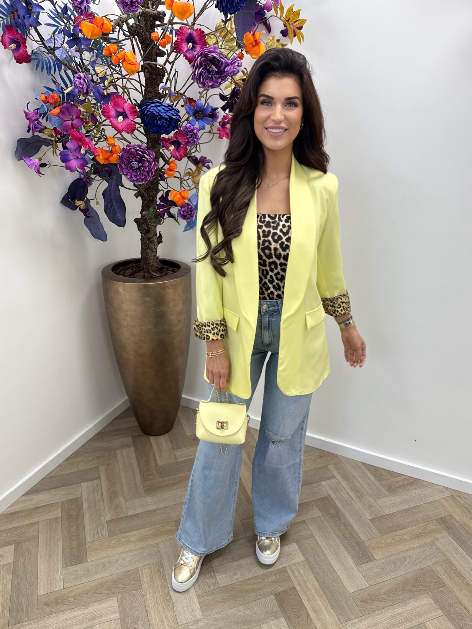 Oversized Blazer Leopard Yellow