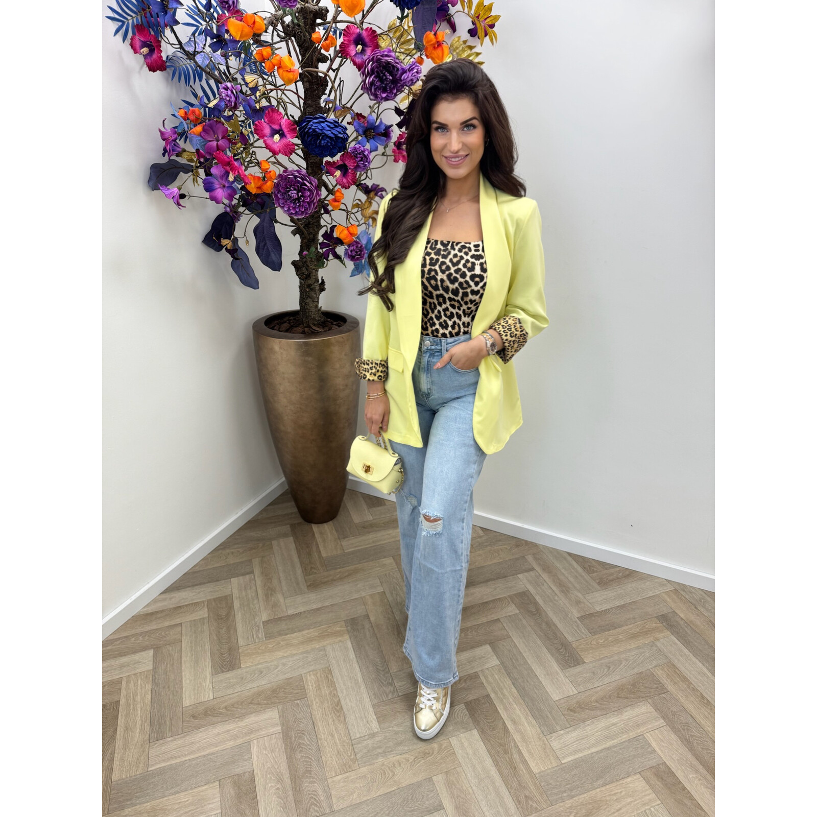 Oversized Blazer Leopard Yellow