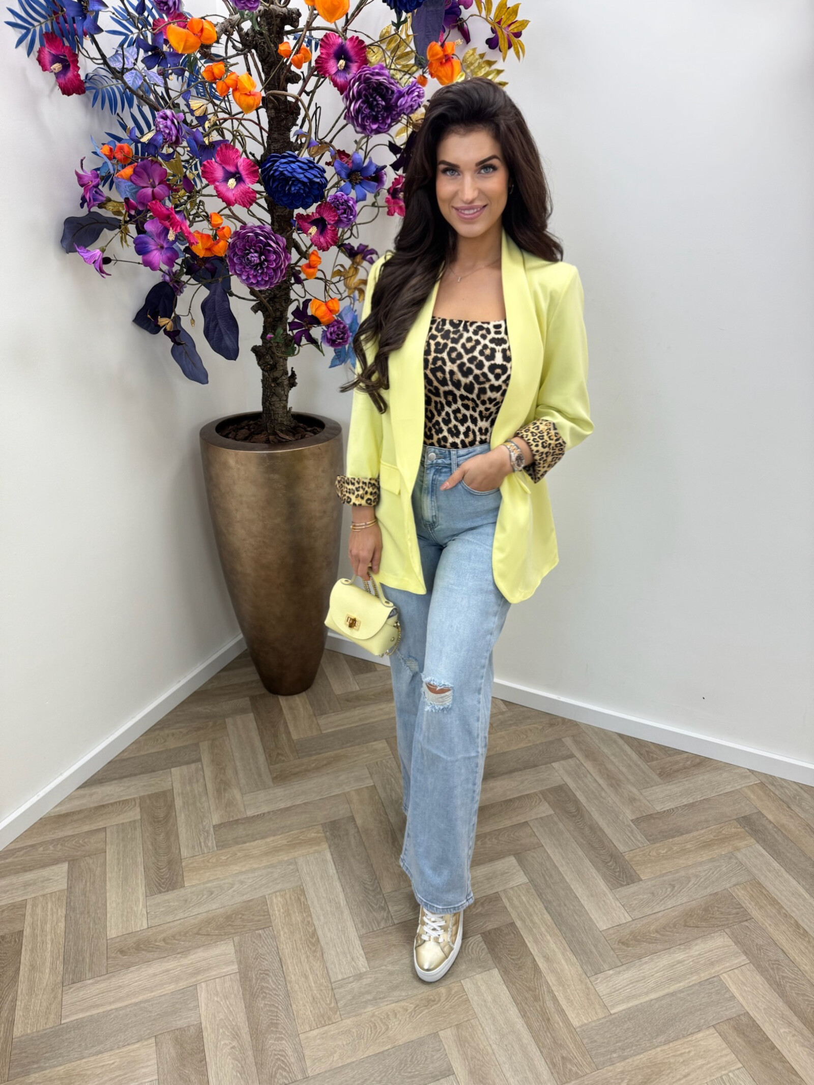 Oversized Blazer Leopard Yellow