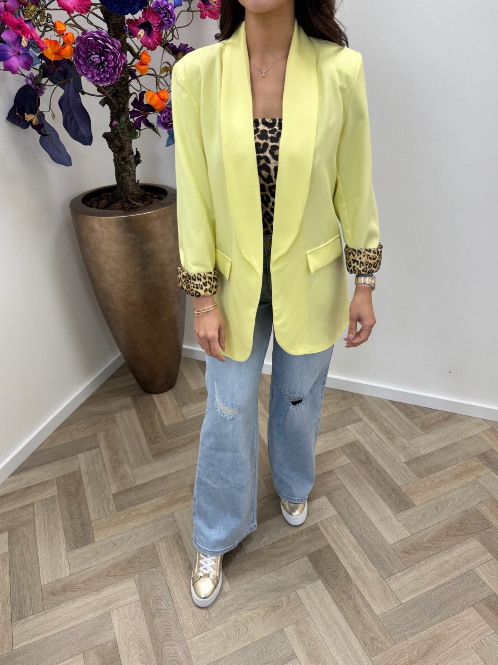 Oversized Blazer Leopard Yellow