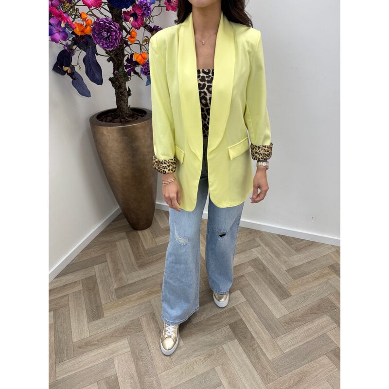 Oversized Blazer Leopard Yellow
