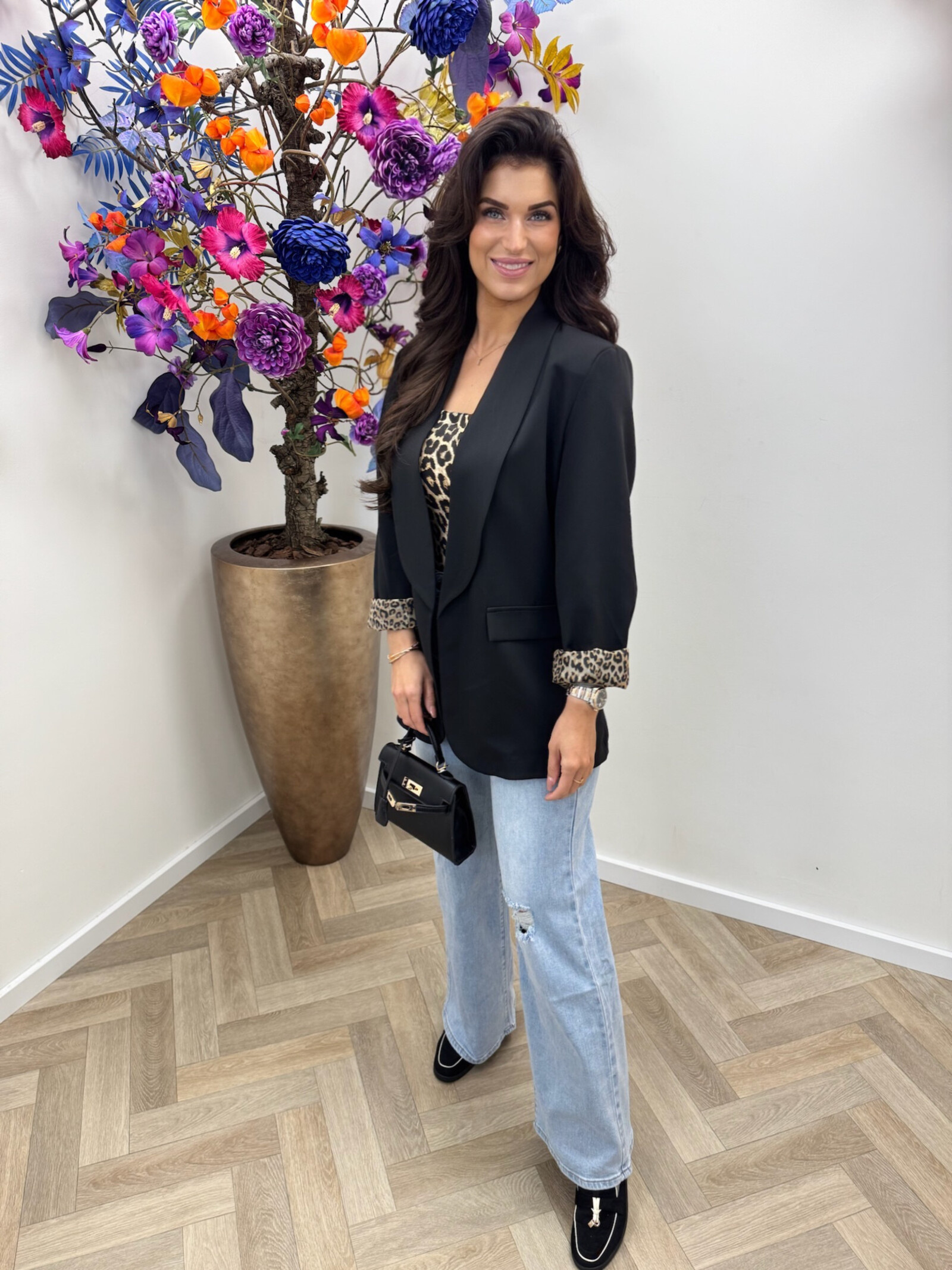 Oversized Blazer Leopard Black