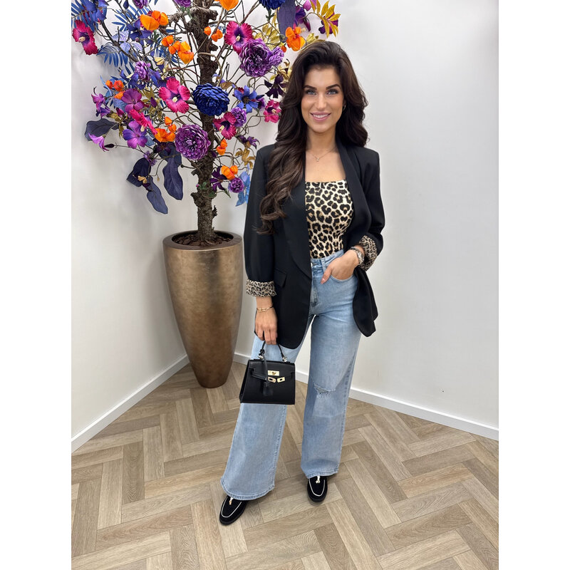 Oversized Blazer Leopard Black
