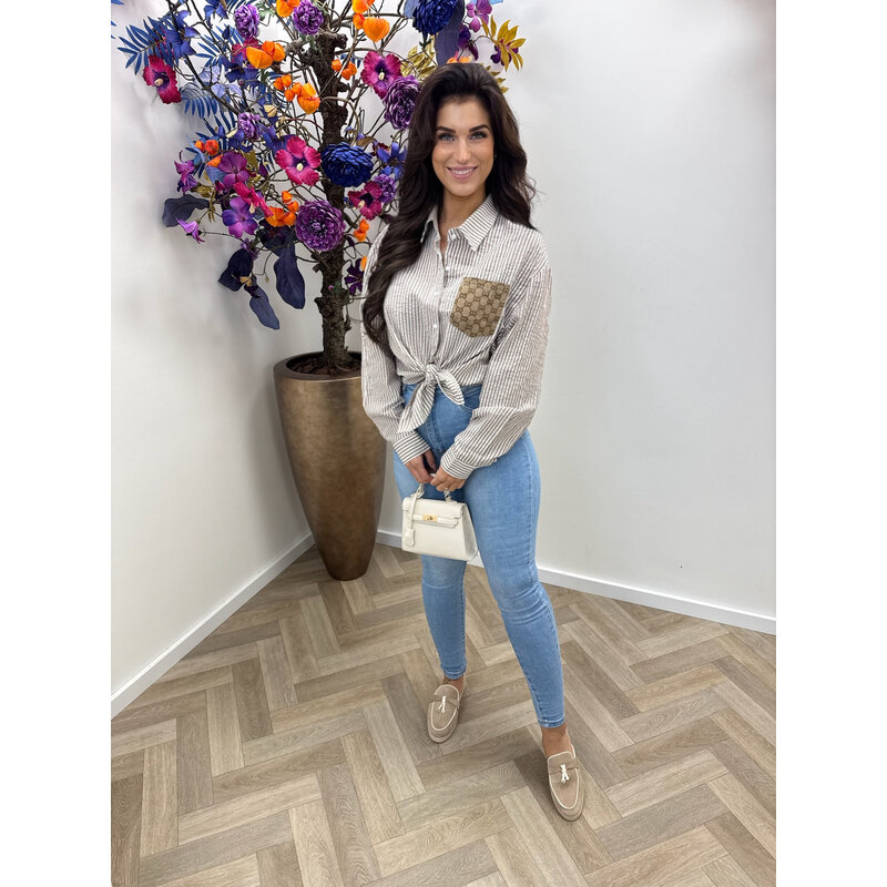 Blouse Designer Stripes CY5230A Beige