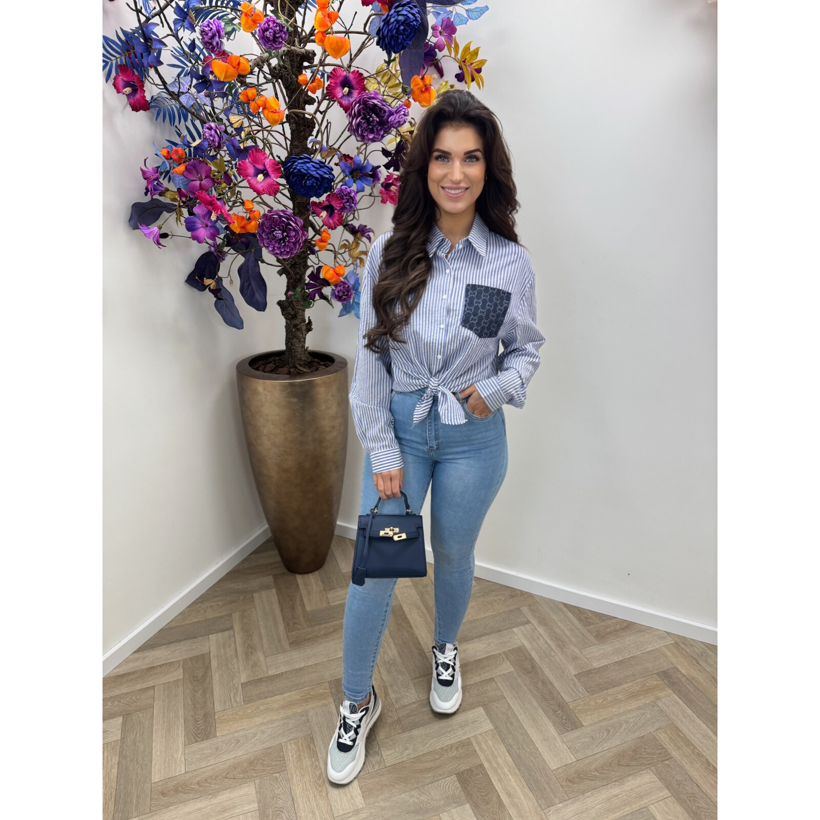 Blouse Designer Stripes CY5230A Blue