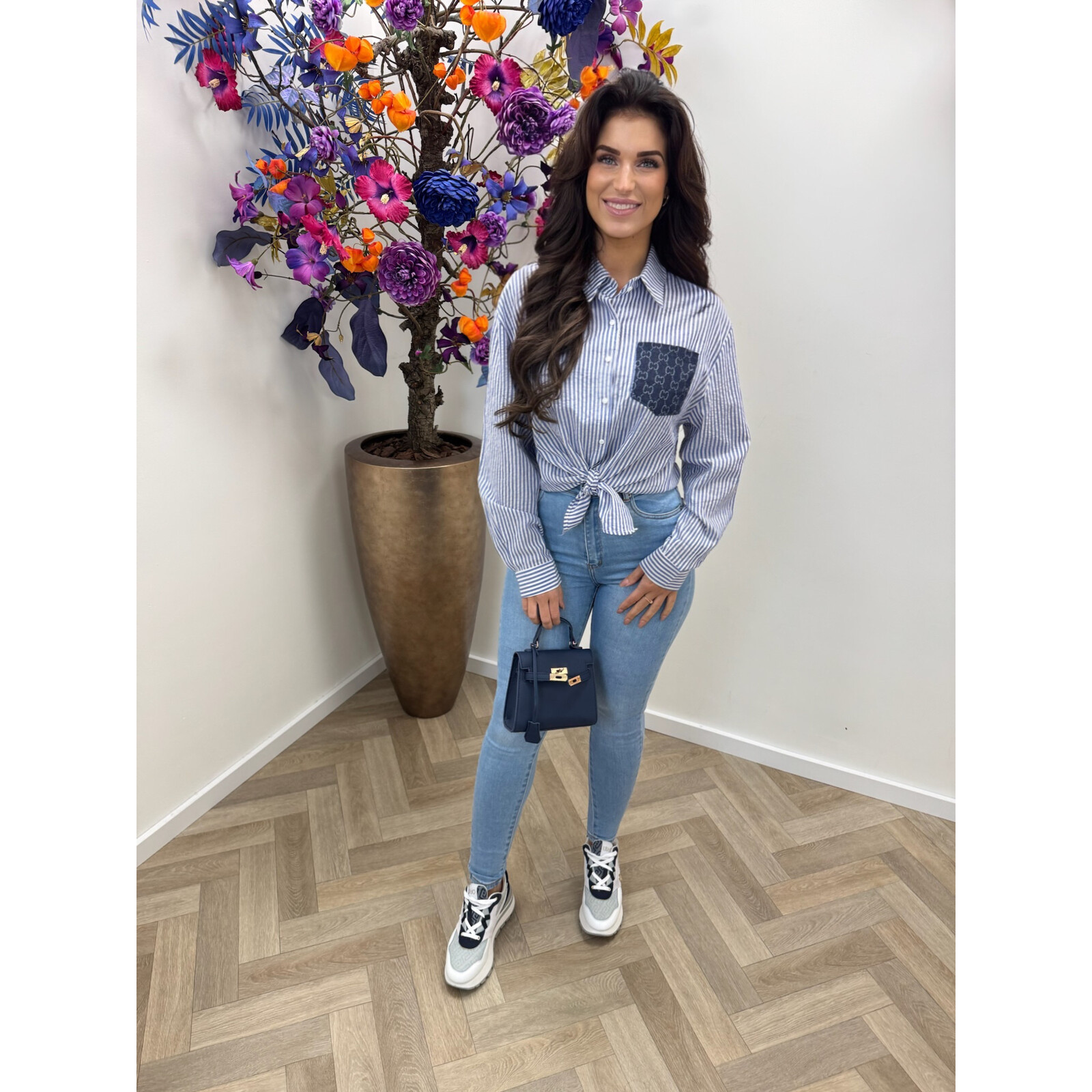 Blouse Designer Stripes CY5230A Blue