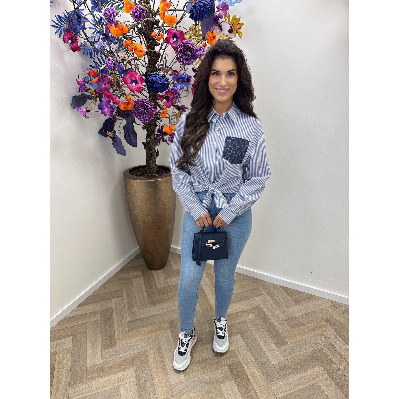 Blouse Designer Stripes CY5230A Blue