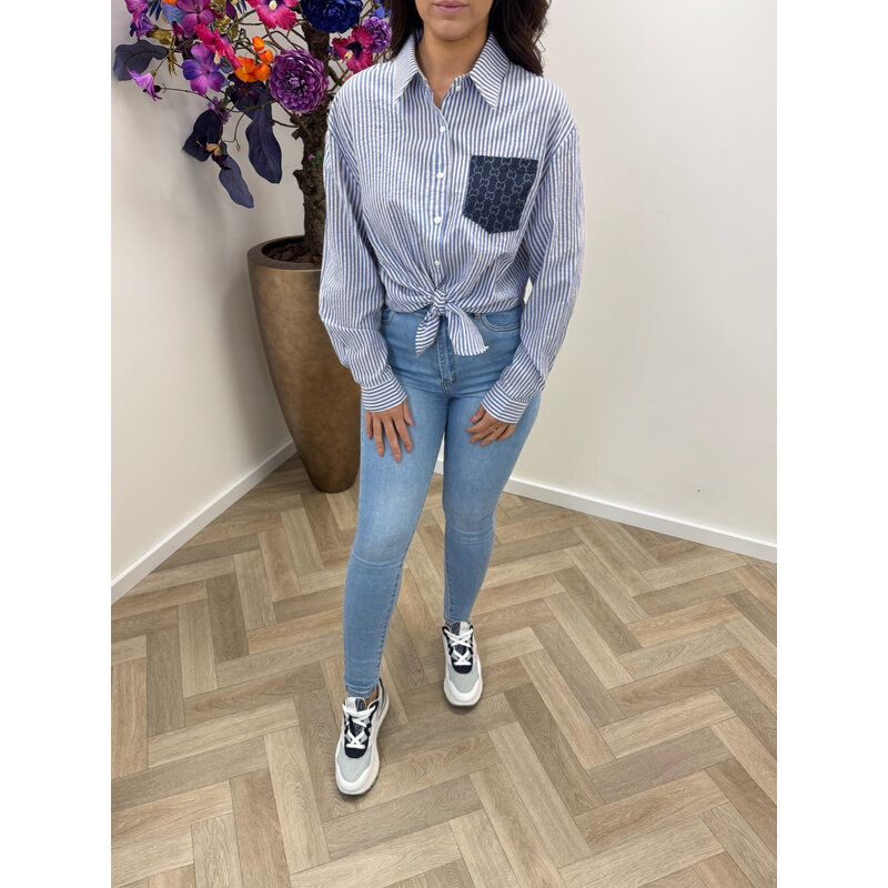 Blouse Designer Stripes CY5230A Blue