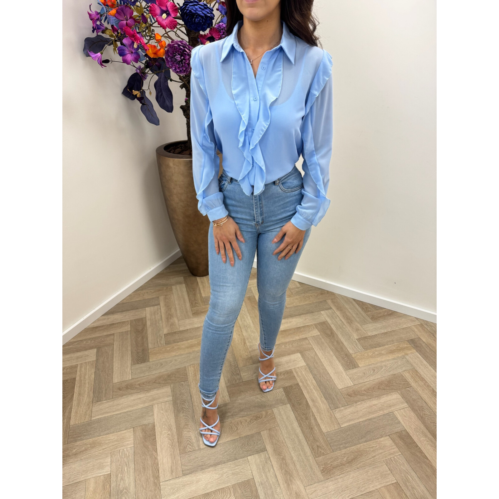 Blouse ruffle Kilky AP-2498 Light Blue