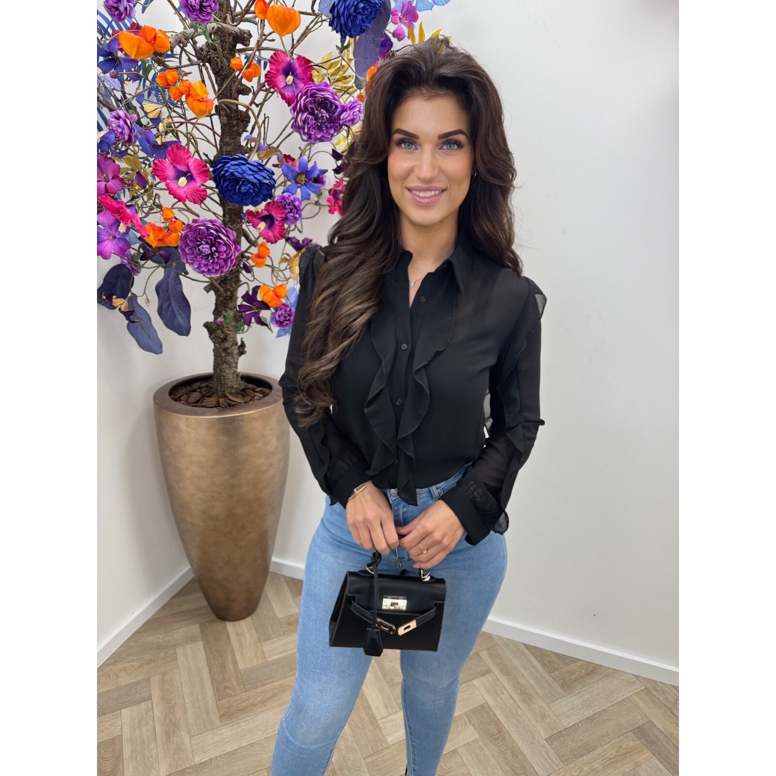 Blouse ruffle Kilky AP-2498 Black