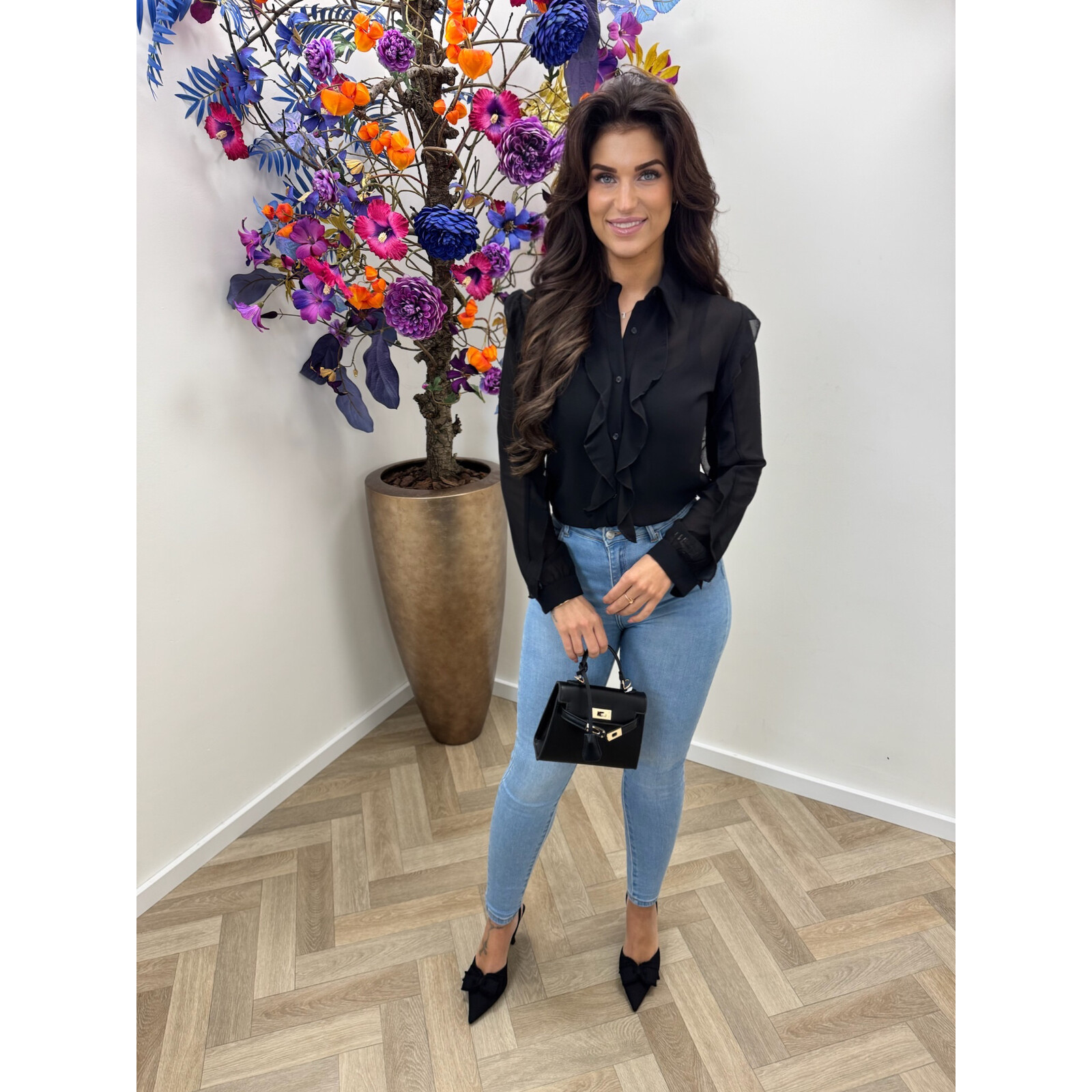 Blouse ruffle Kilky AP-2498 Black