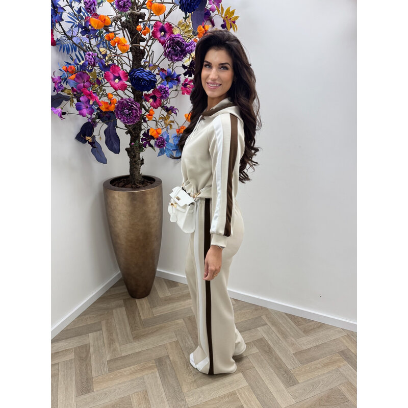 Joggingspak Mellie stripes Beige