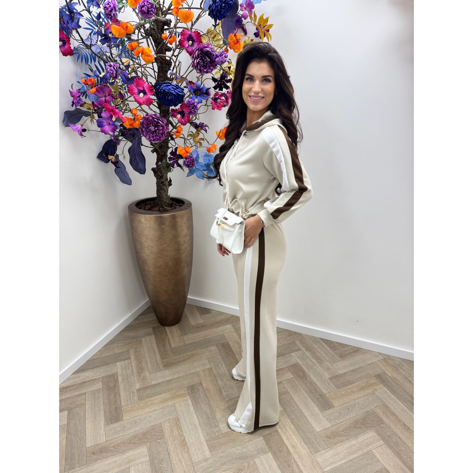 Joggingspak Mellie stripes Beige