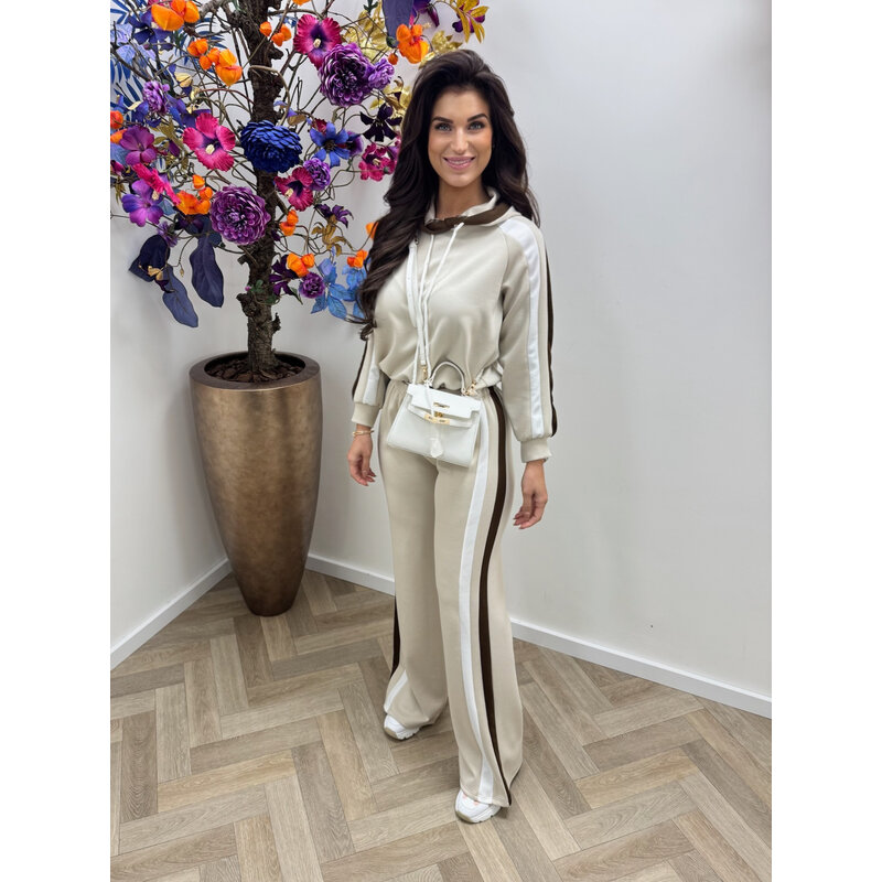 Joggingspak Mellie stripes Beige