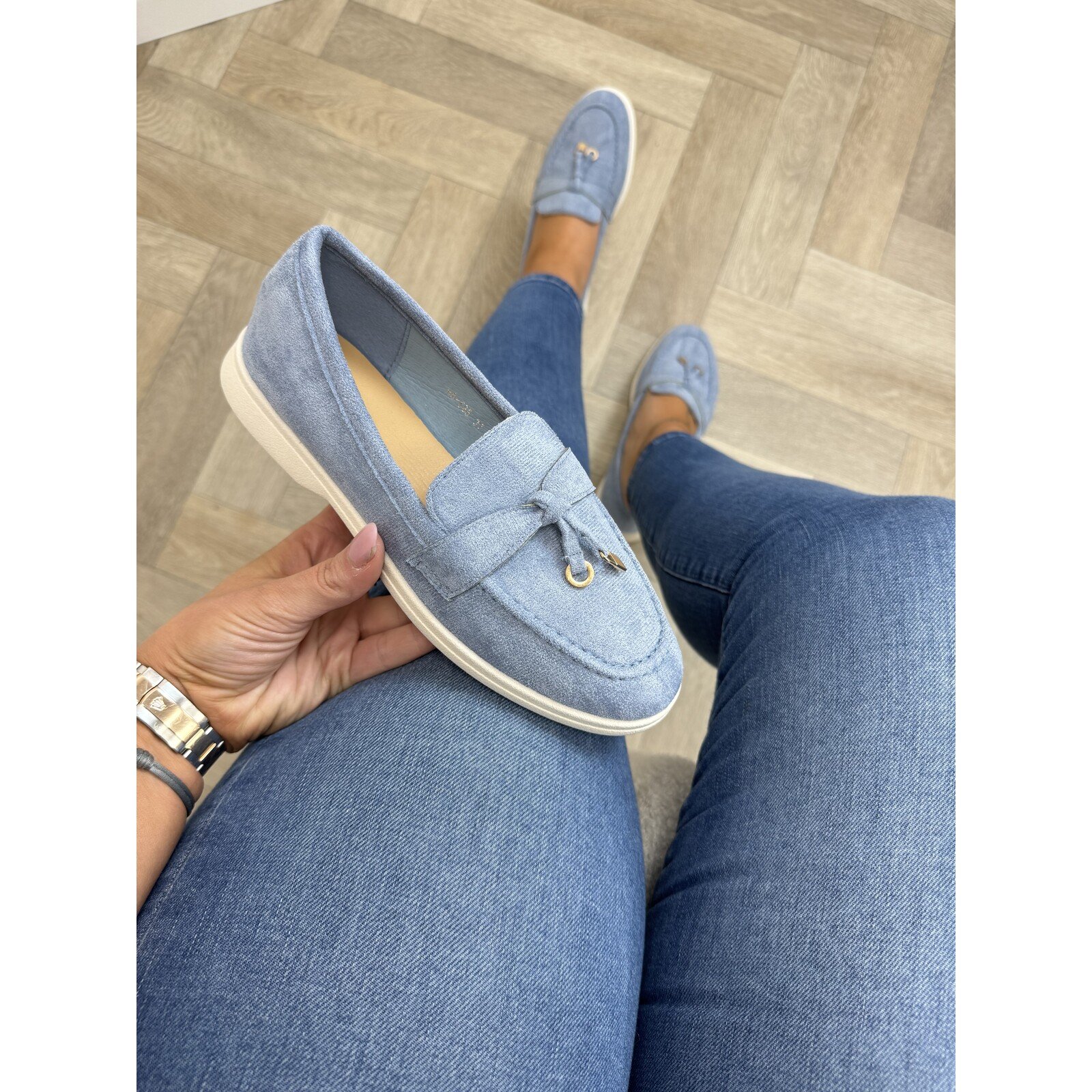 Classic loafers suede DH-1174 Light Blue
