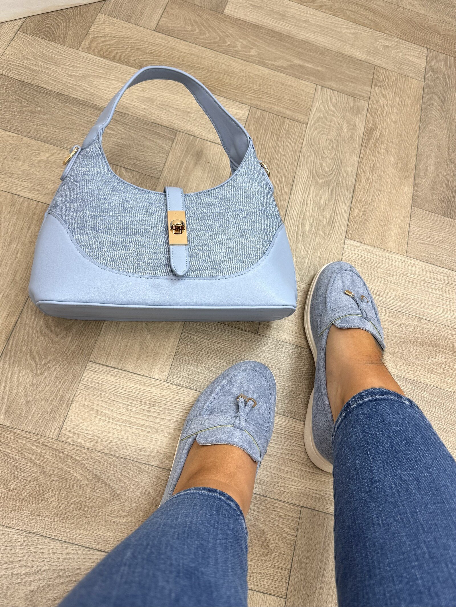 Classic loafers suede DH-1174 Light Blue