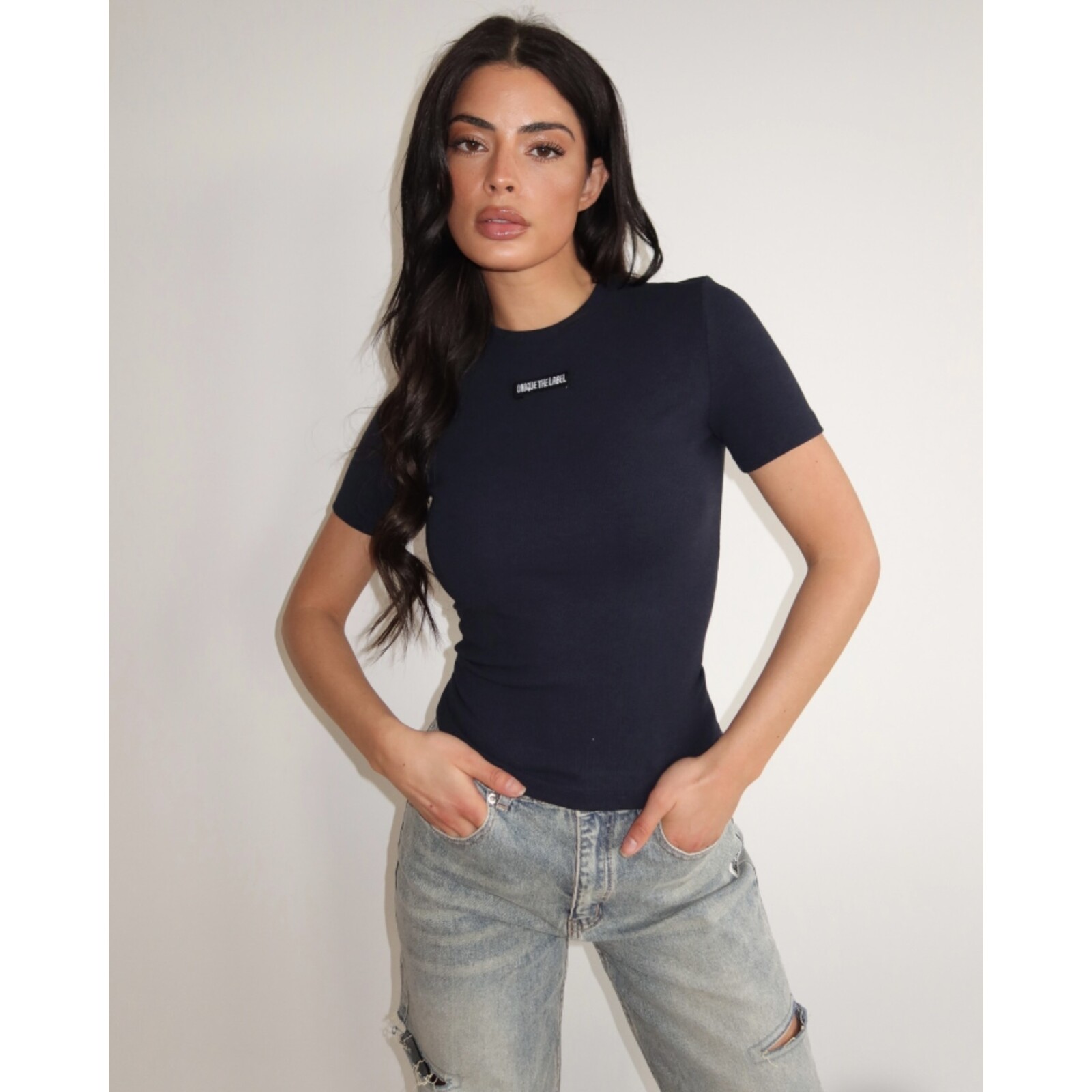 Unique The Label Top Jill Short Sleeve navy