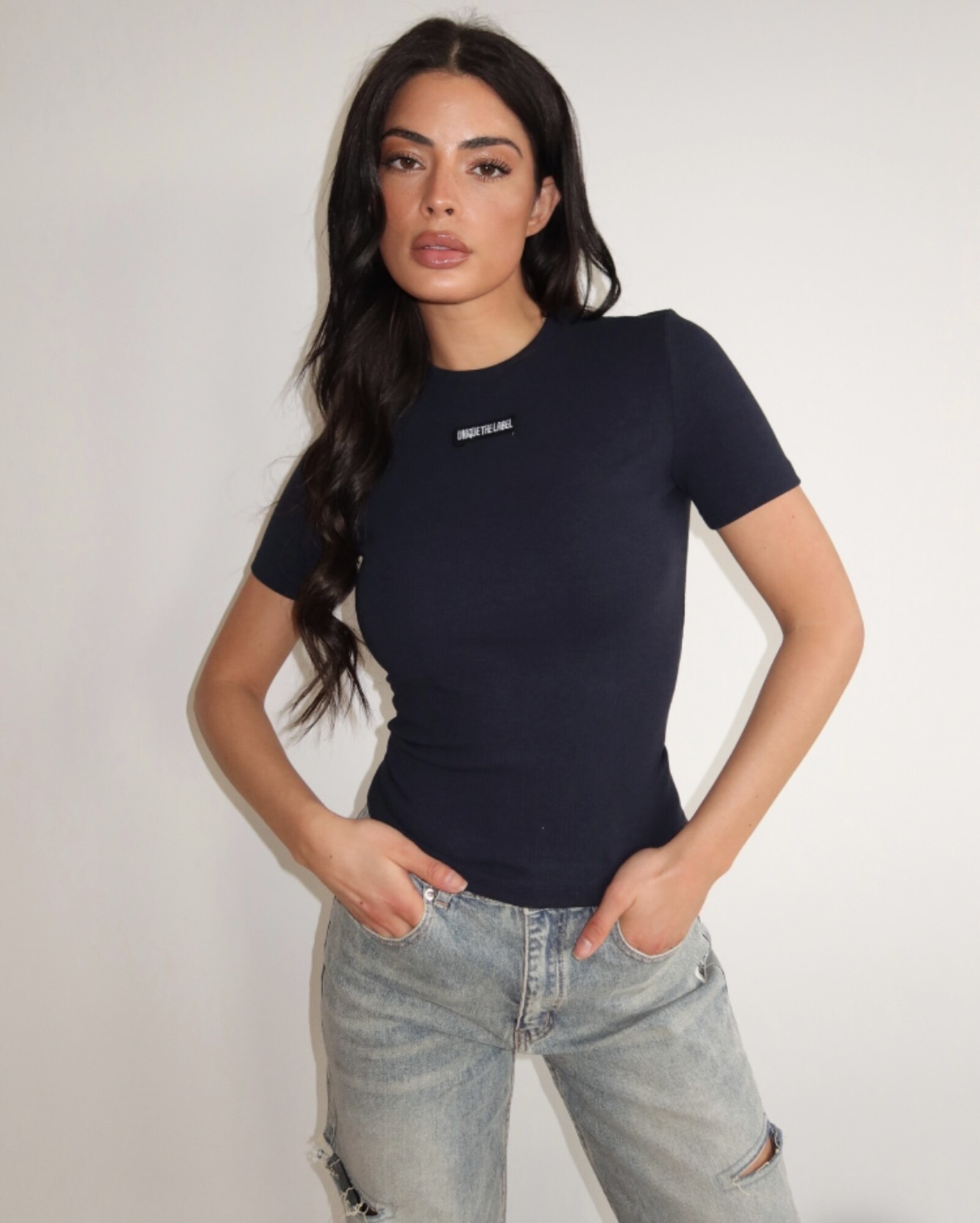 Unique The Label Top Jill Short Sleeve navy
