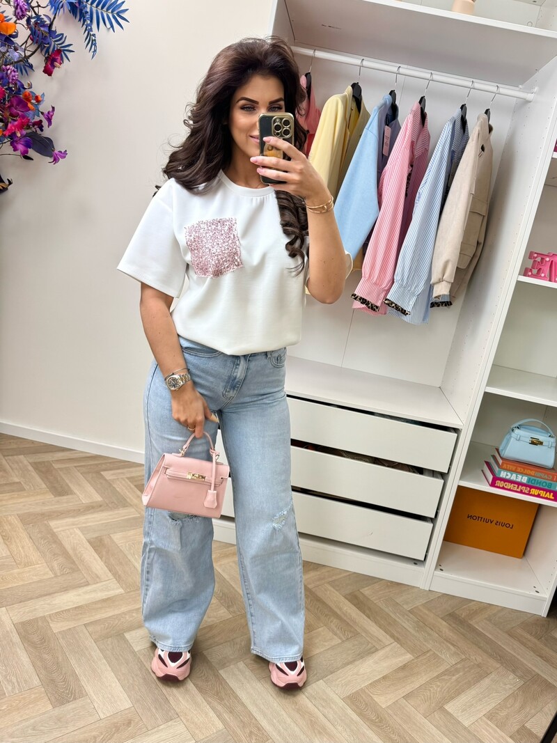 T-shirt pinky White